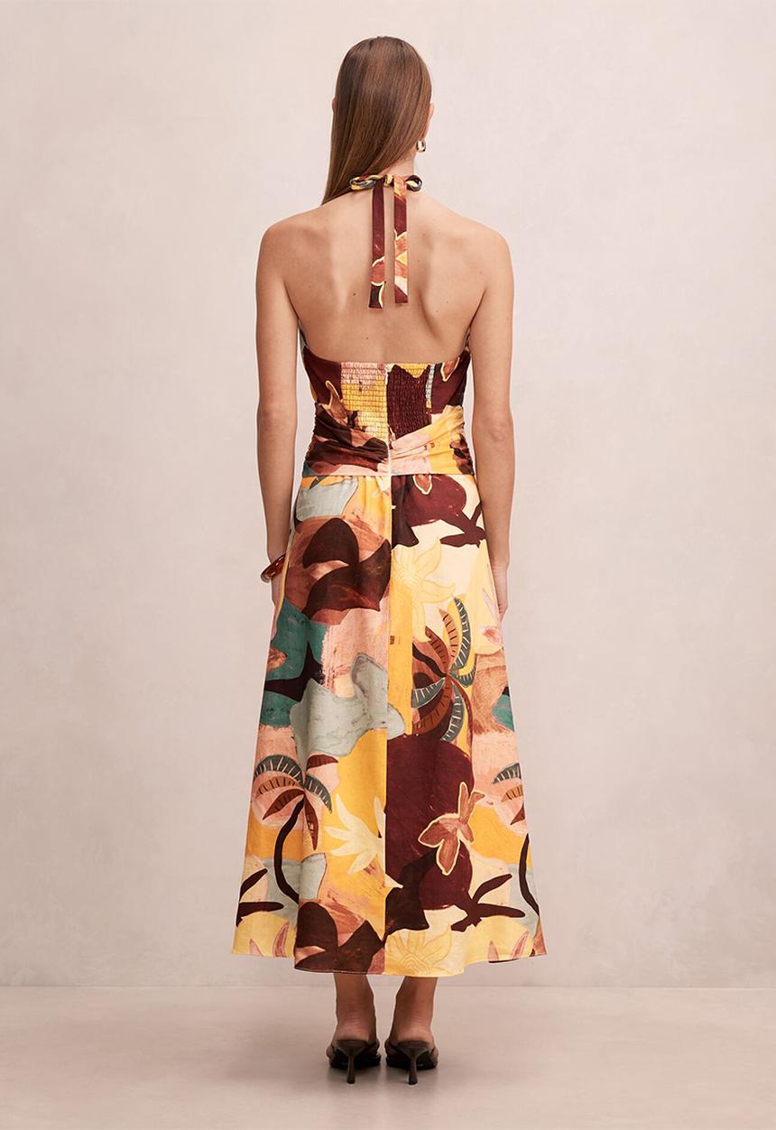 Forever New - Alessi halter linen midi dress - arndale abstract