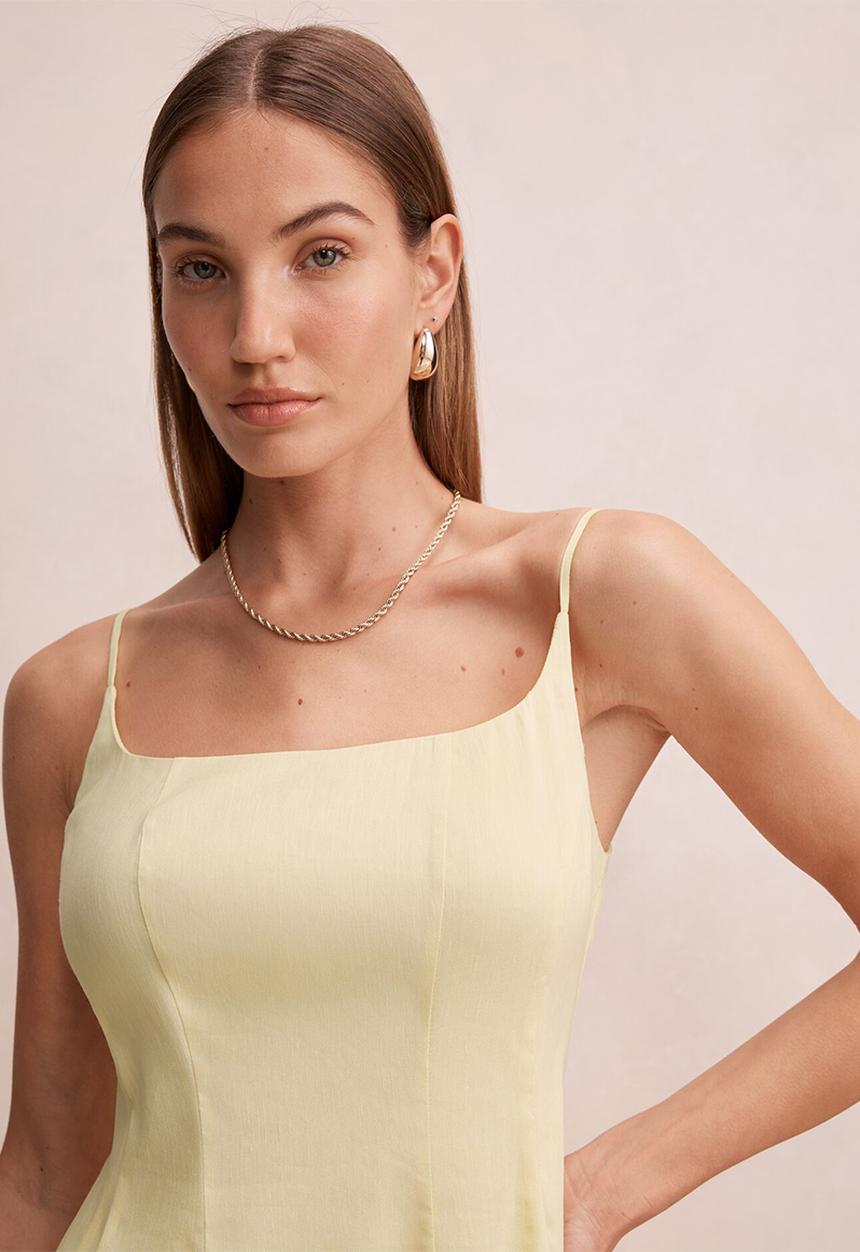 Forever New - Emery panel midi dress in - soft daffodil
