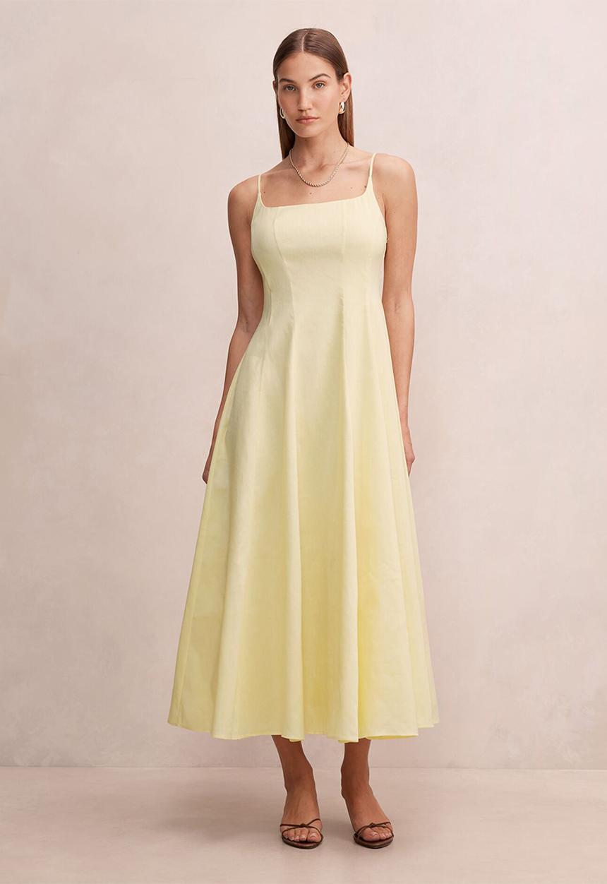 Forever New - Emery panel midi dress in - soft daffodil