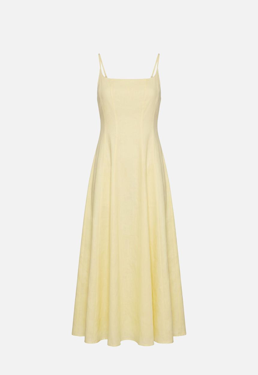 Forever New - Emery panel midi dress in - soft daffodil