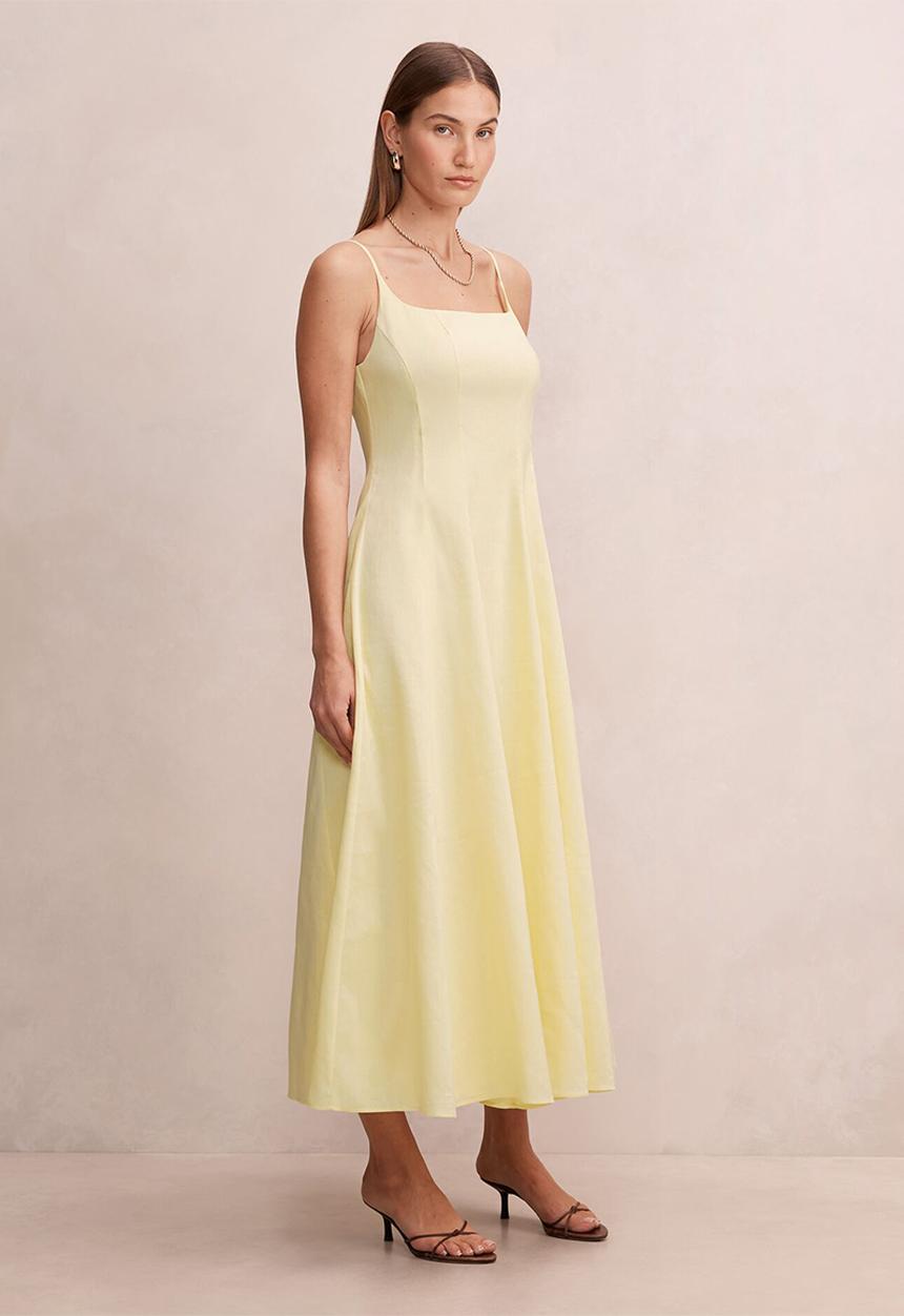 Forever New - Emery panel midi dress in - soft daffodil