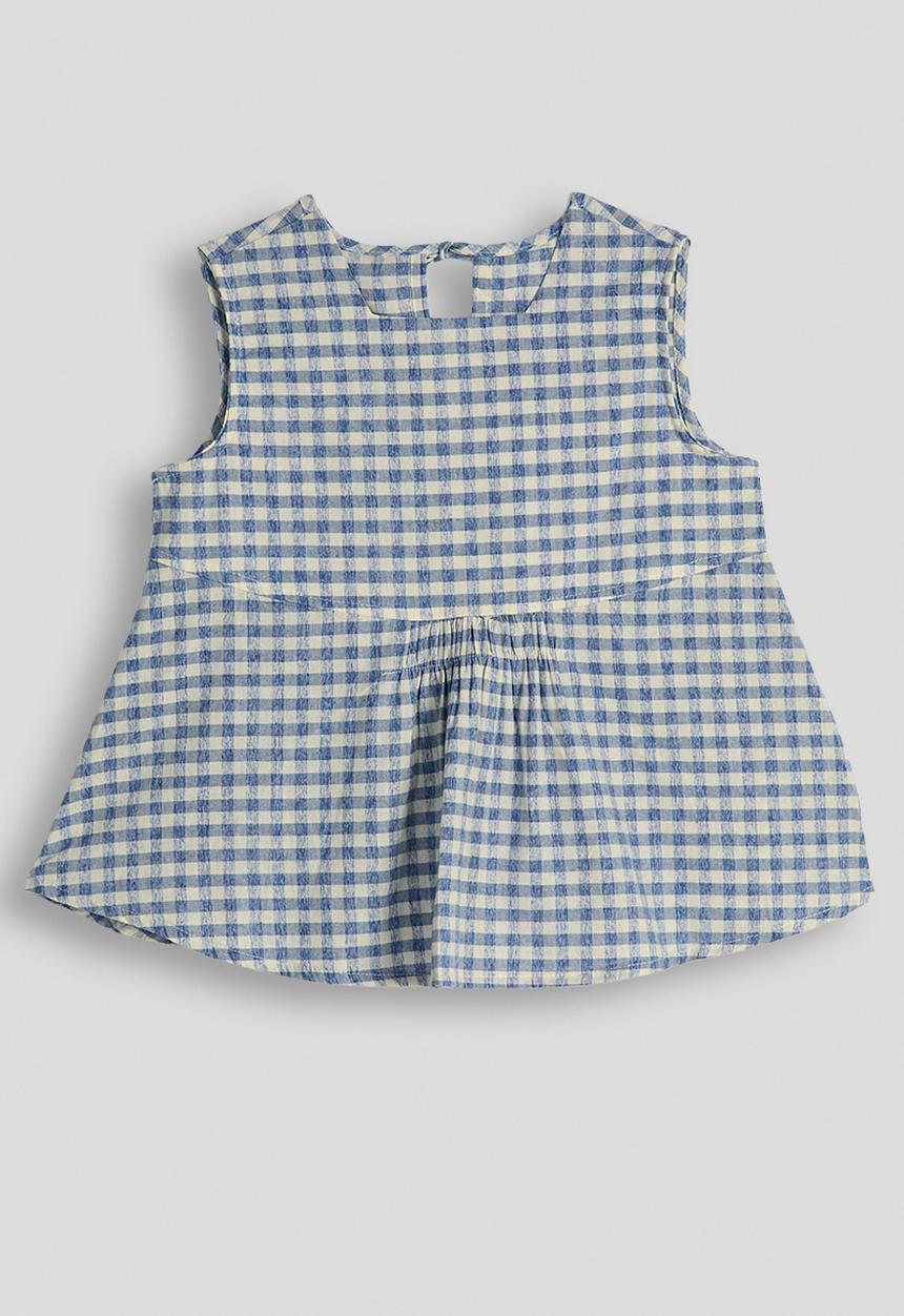 Pop Candy - Check peplum top - blue