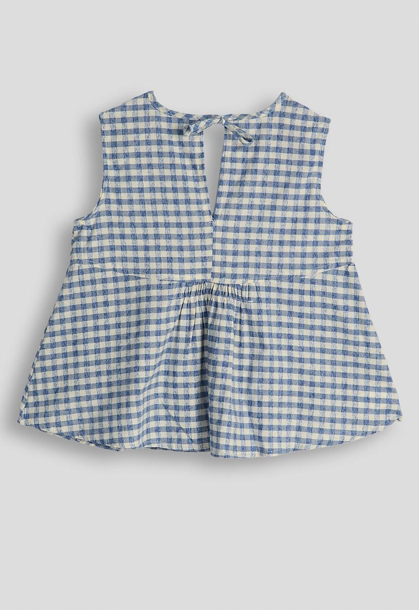 Pop Candy - Check peplum top - blue