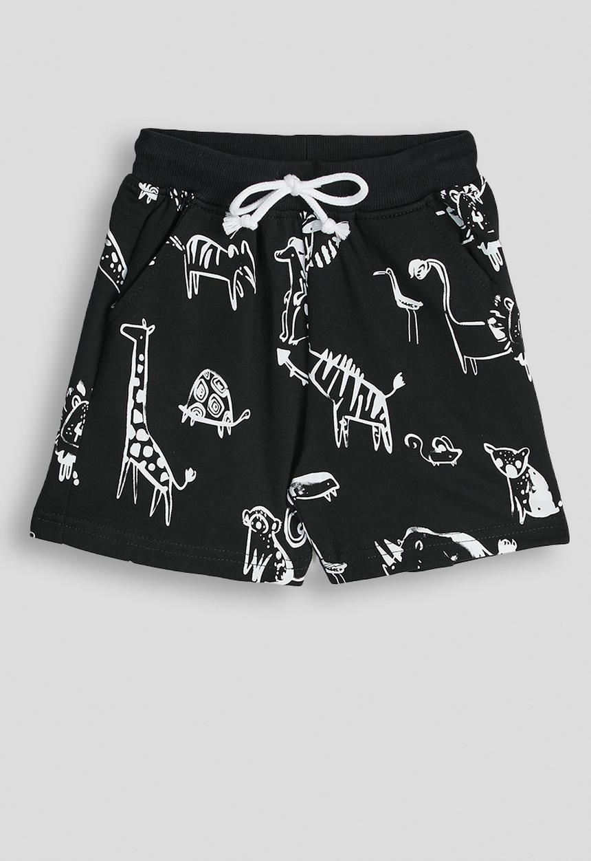 Pop Candy - Hand-painted animal graphic shorts - black