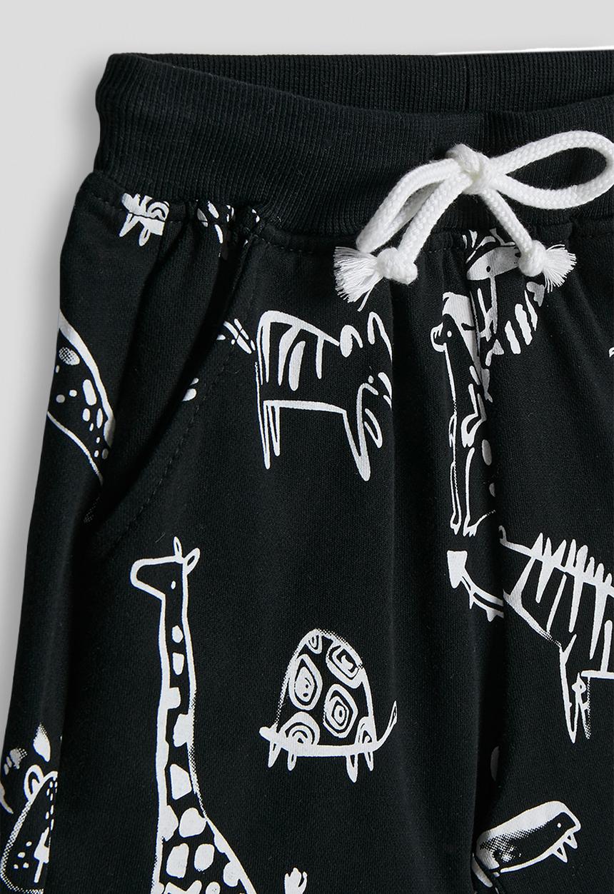 Pop Candy - Hand-painted animal graphic shorts - black