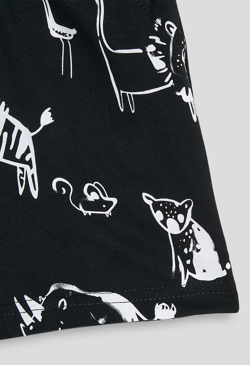 Pop Candy - Hand-painted animal graphic shorts - black