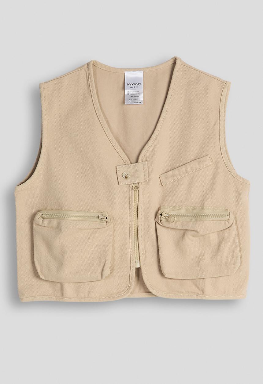 Pop Candy - Cargo-style vest - khaki brown