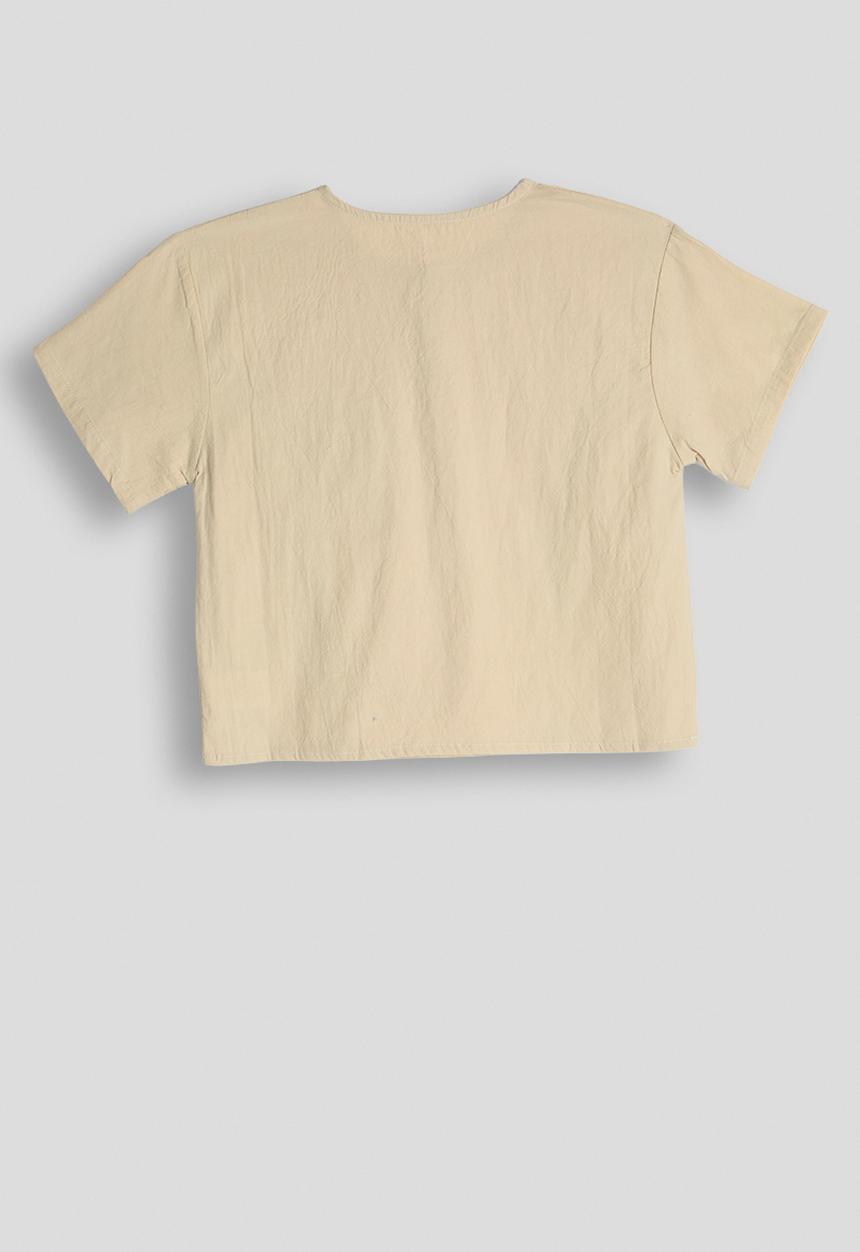 Pop Candy - Side seam binded tee - khaki brown