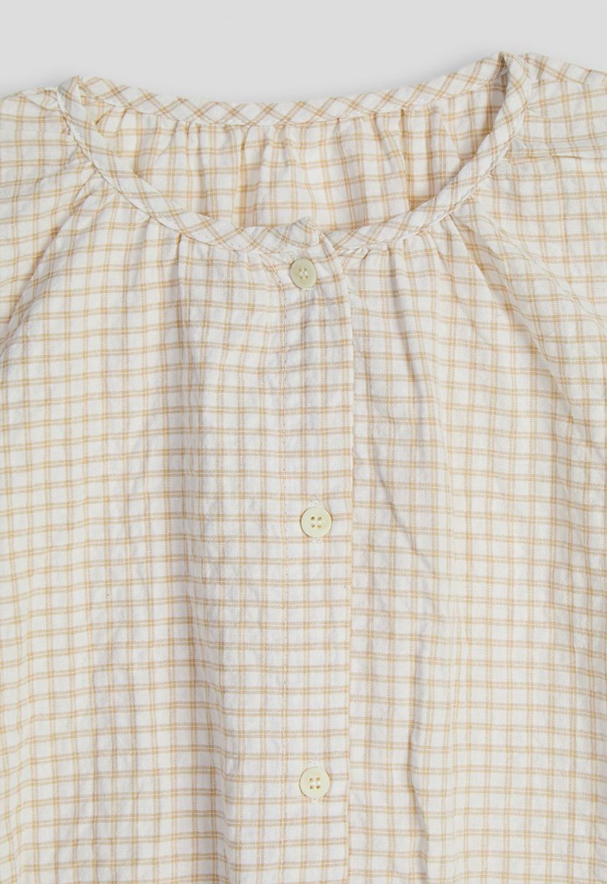 Pop Candy - Check seersucker button down top - light brown