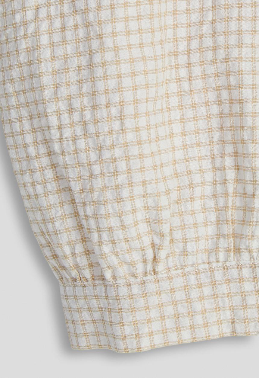Pop Candy - Check seersucker button down top - light brown