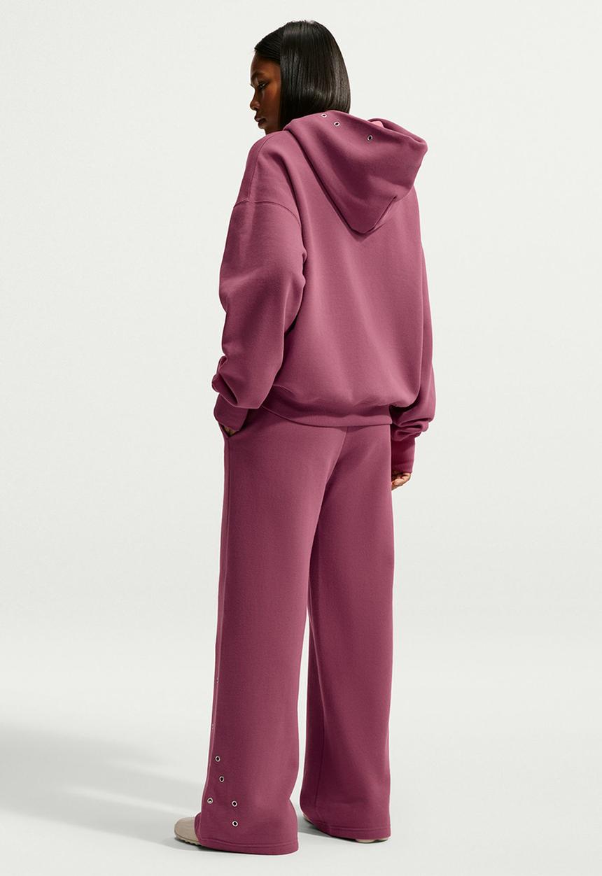Nike - W Nk Fleece Mid-Rise Wide-Leg Pants - Pinksmoke/Sail