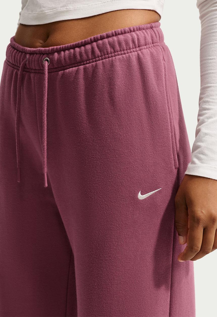 Nike - W Nk Fleece Mid-Rise Wide-Leg Pants - Pinksmoke/Sail