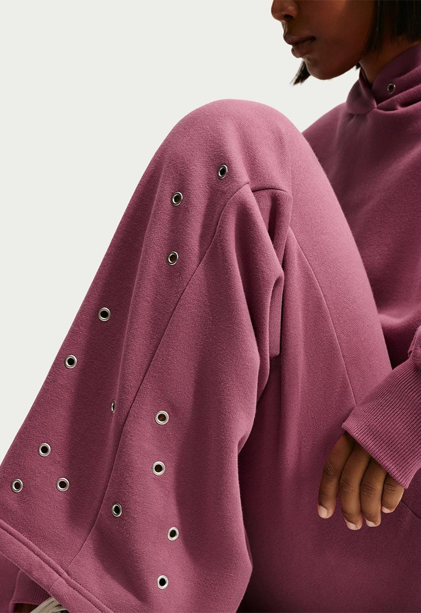 Nike - W Nk Fleece Mid-Rise Wide-Leg Pants - Pinksmoke/Sail