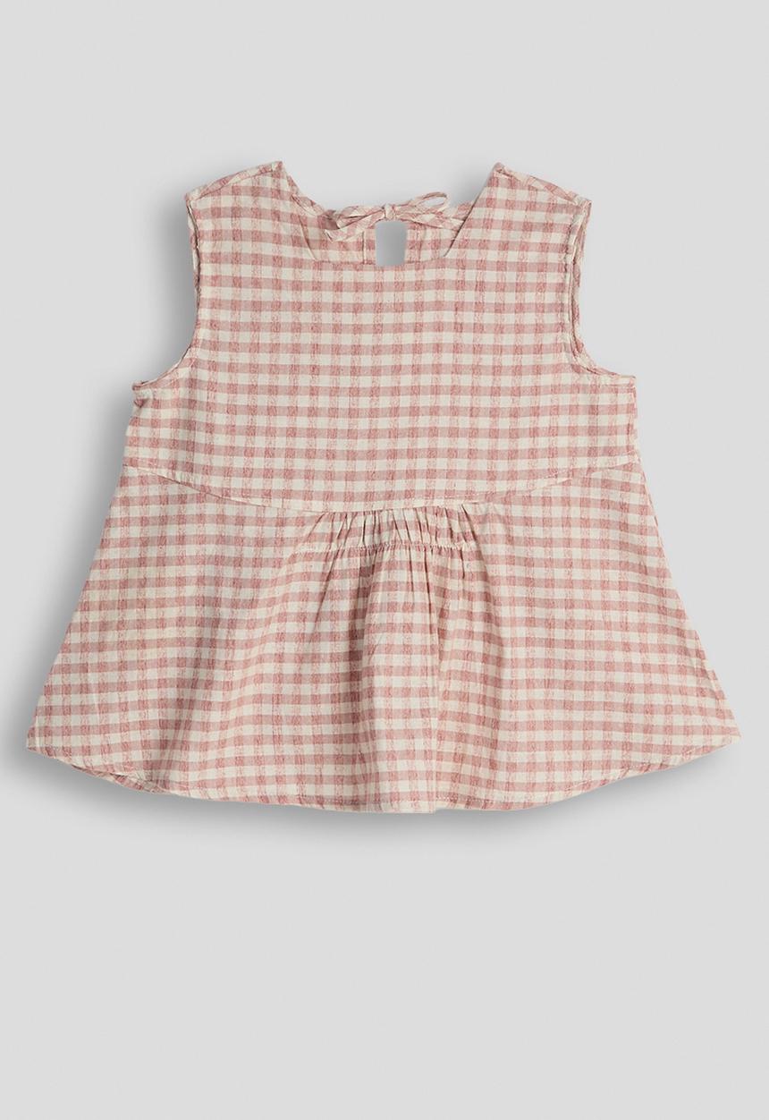Pop Candy - Check peplum top - mauve