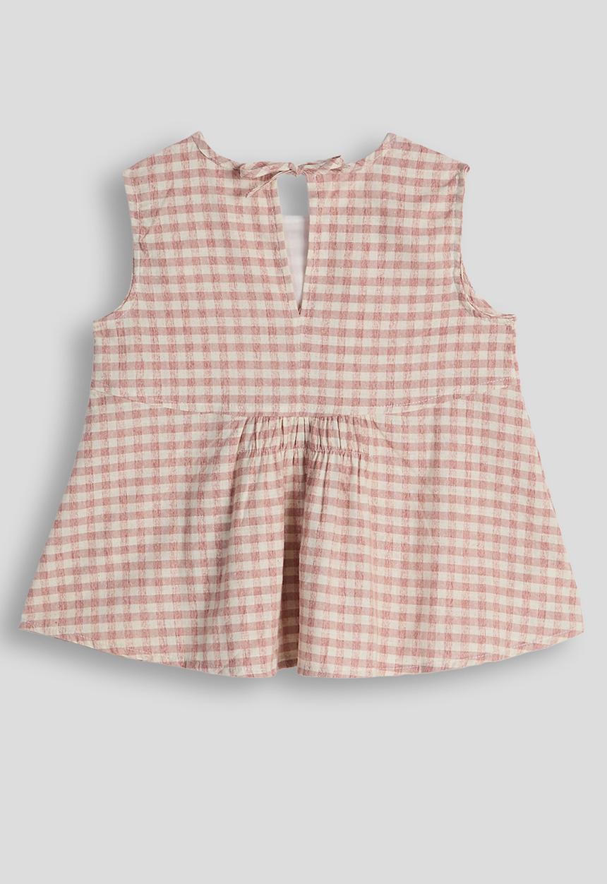 Pop Candy - Check peplum top - mauve