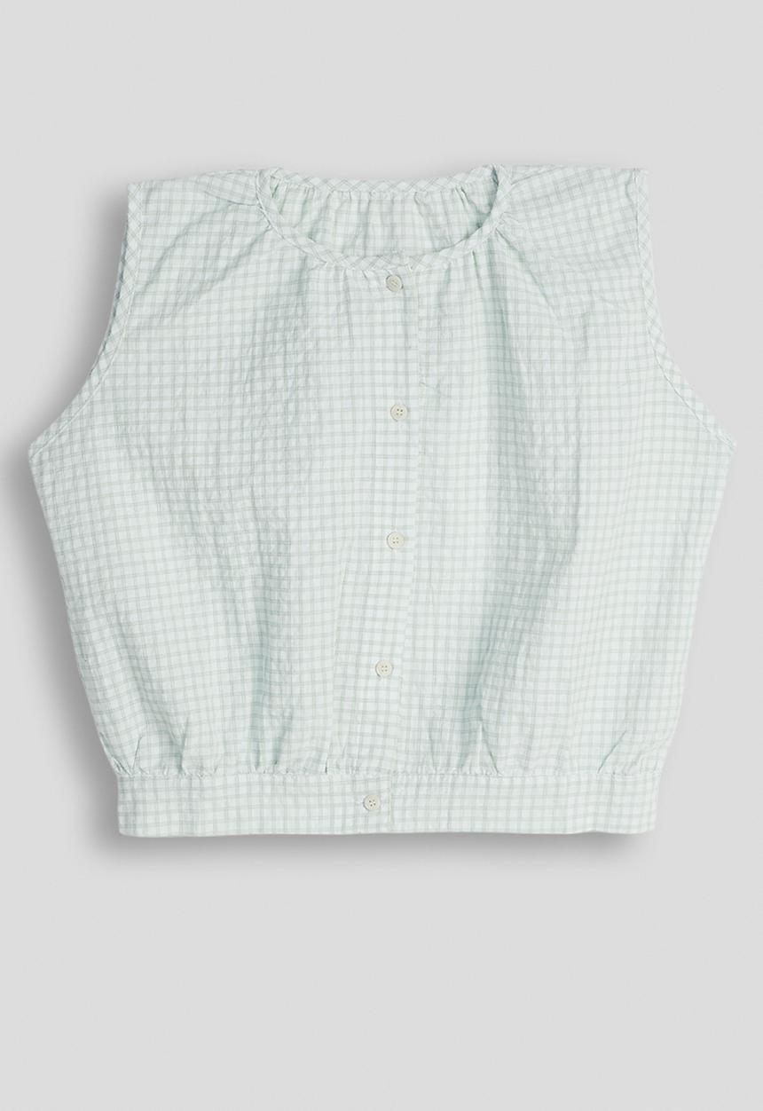 Pop Candy - Check seersucker button down top - it green