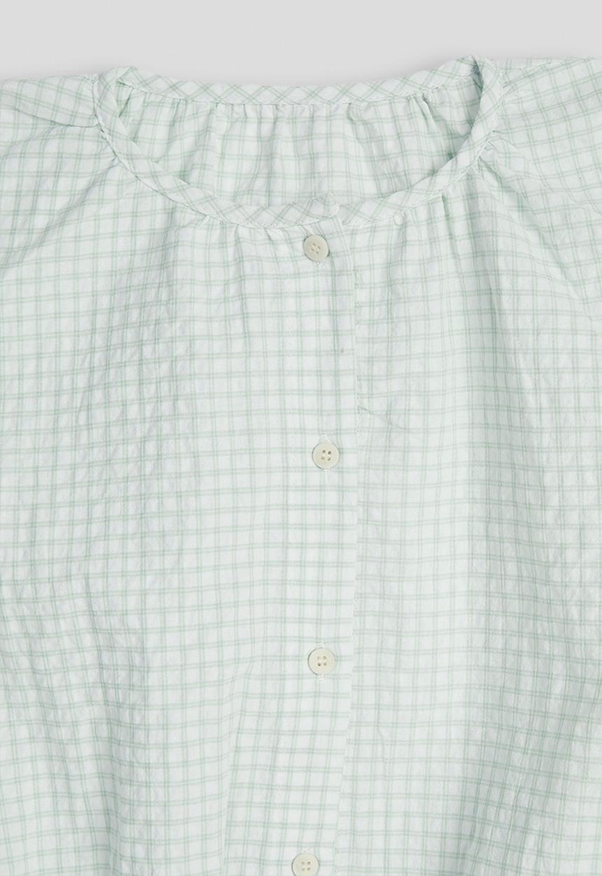 Pop Candy - Check seersucker button down top - it green