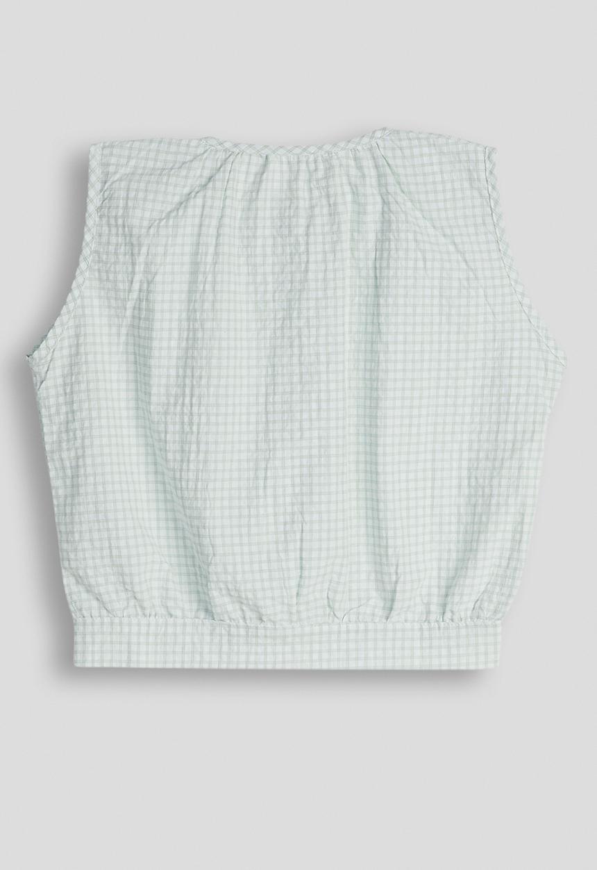 Pop Candy - Check seersucker button down top - it green