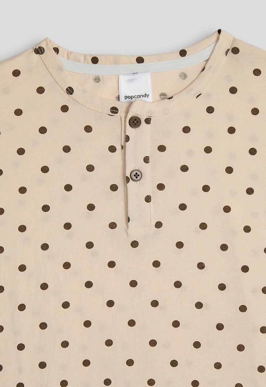 Pop Candy - Polka dot henley tee - seashell