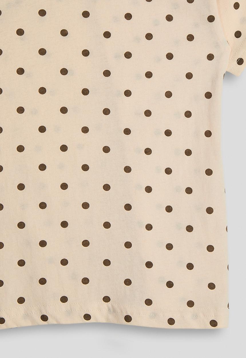 Pop Candy - Polka dot henley tee - seashell