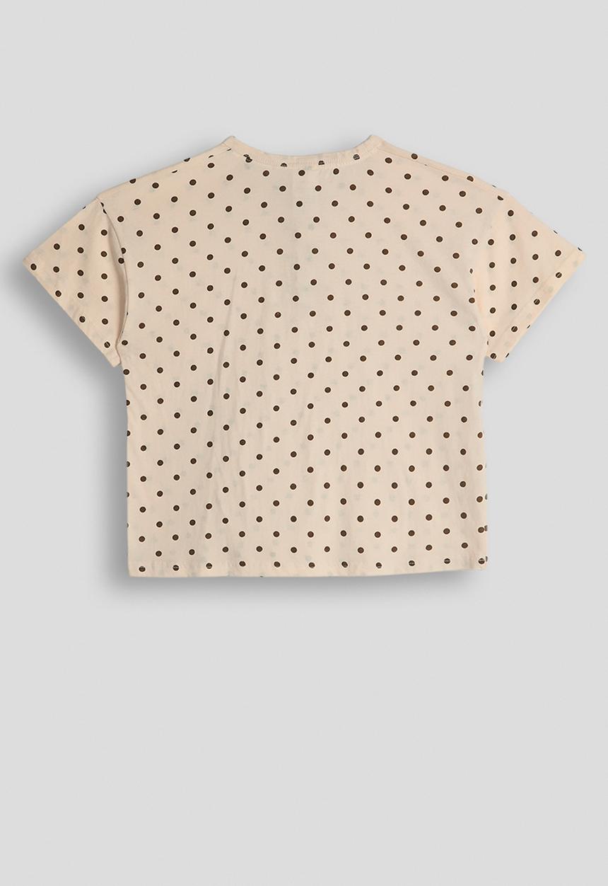 Pop Candy - Polka dot henley tee - seashell