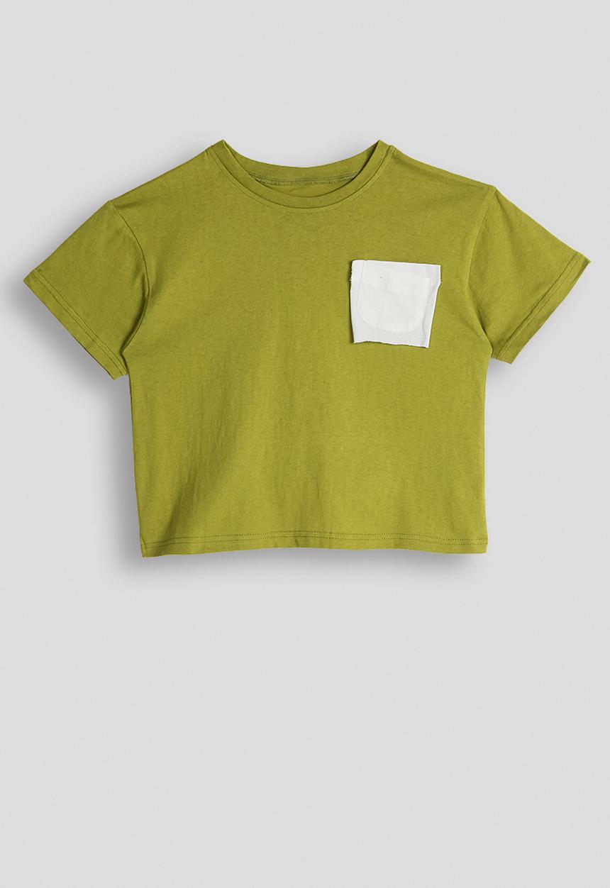 Pop Candy - Contrast pocket tee - green/white