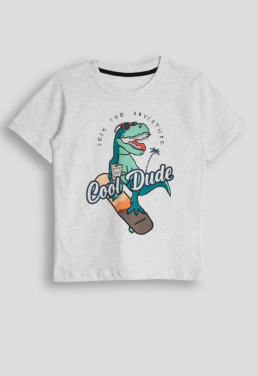 Pop Candy - Cool dino graphic tee - light grey
