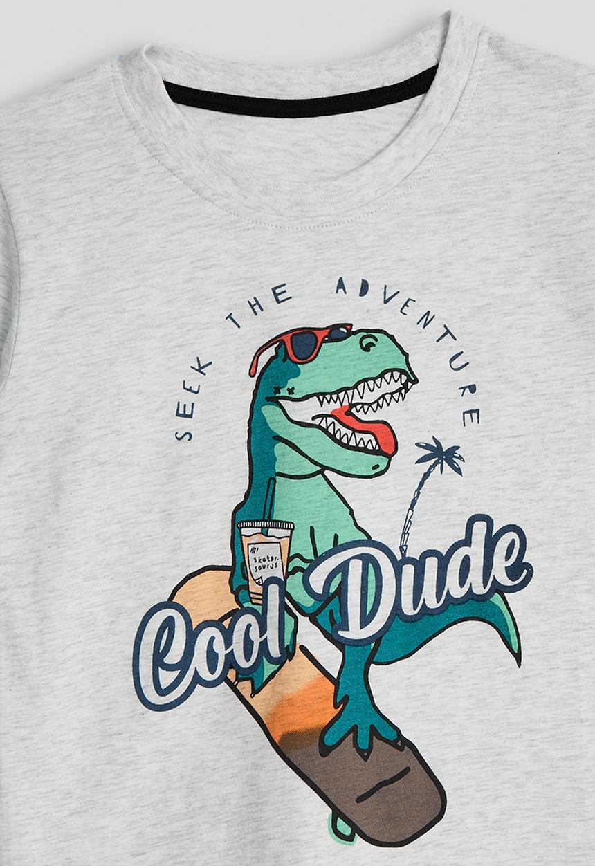 Pop Candy - Cool dino graphic tee - light grey