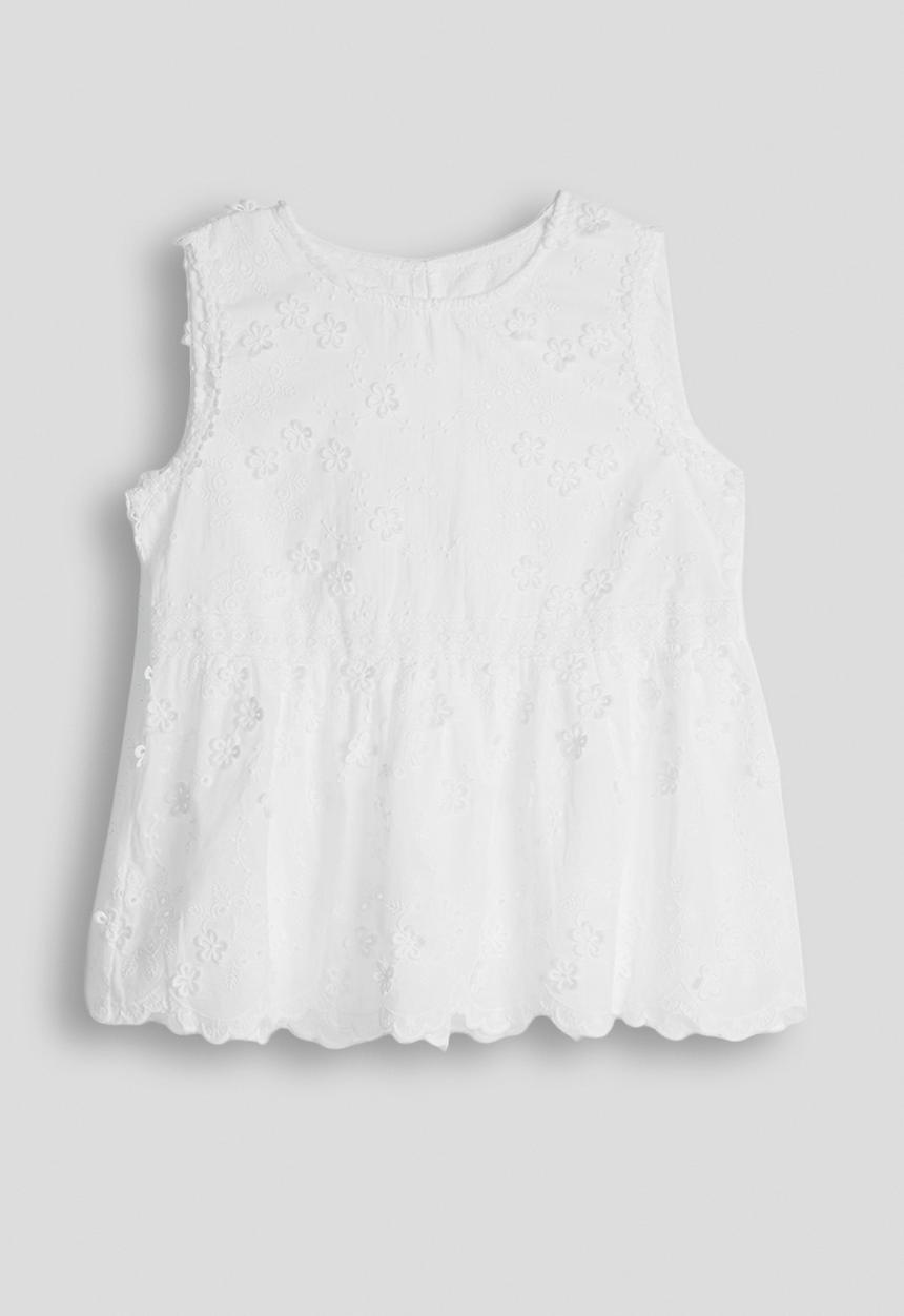 Pop Candy - Anglaise floral applique top - white