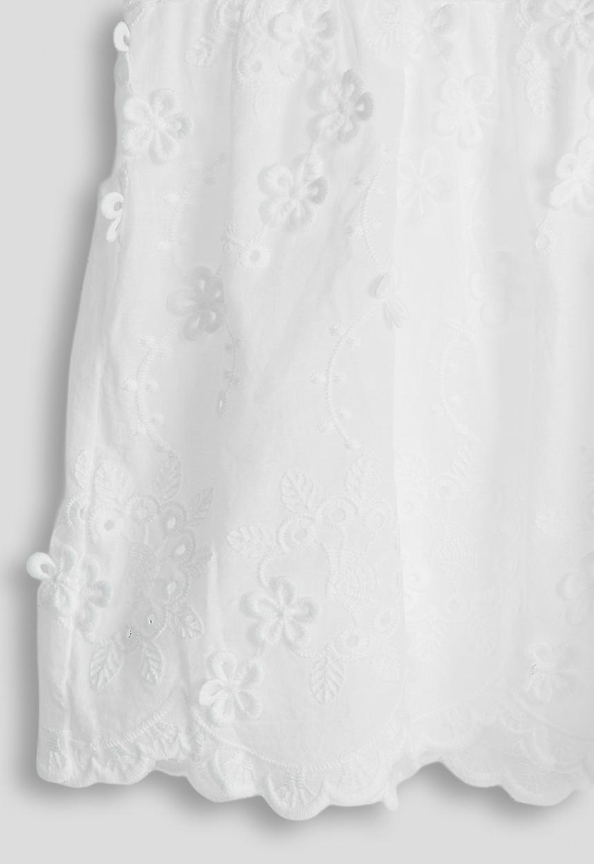 Pop Candy - Anglaise floral applique top - white