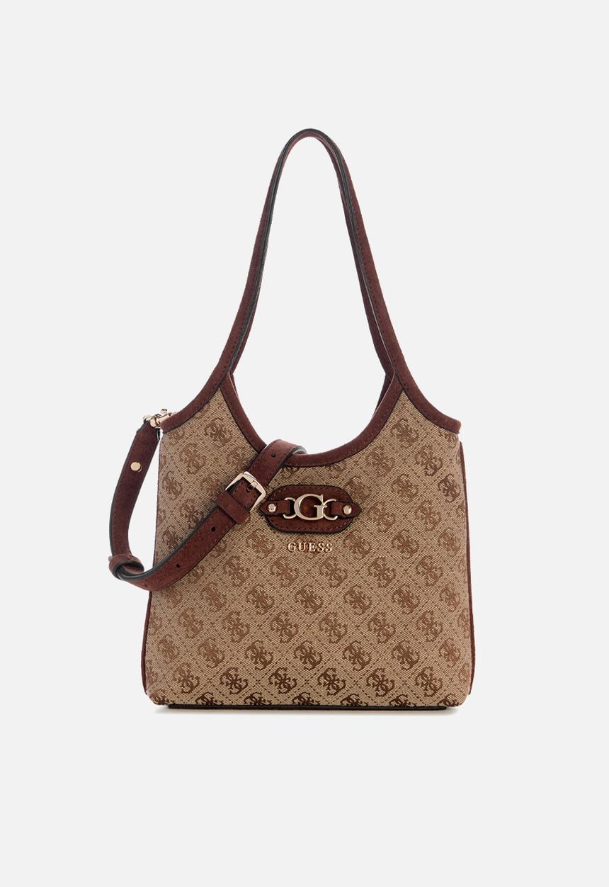 GUESS - Samantha Mini Tote -Latte Logo/Brown