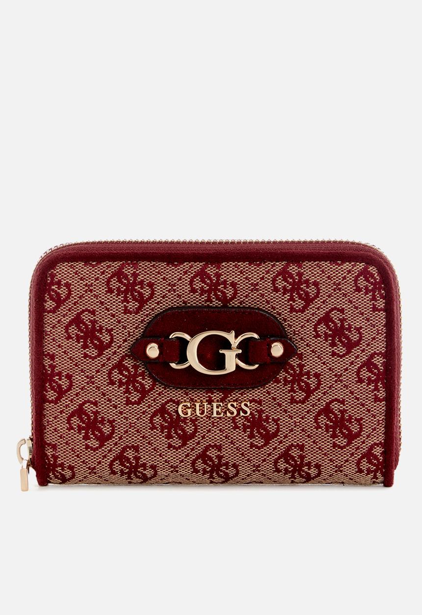 GUESS - Samantha Slg Med Zip Around -Merlot Logo