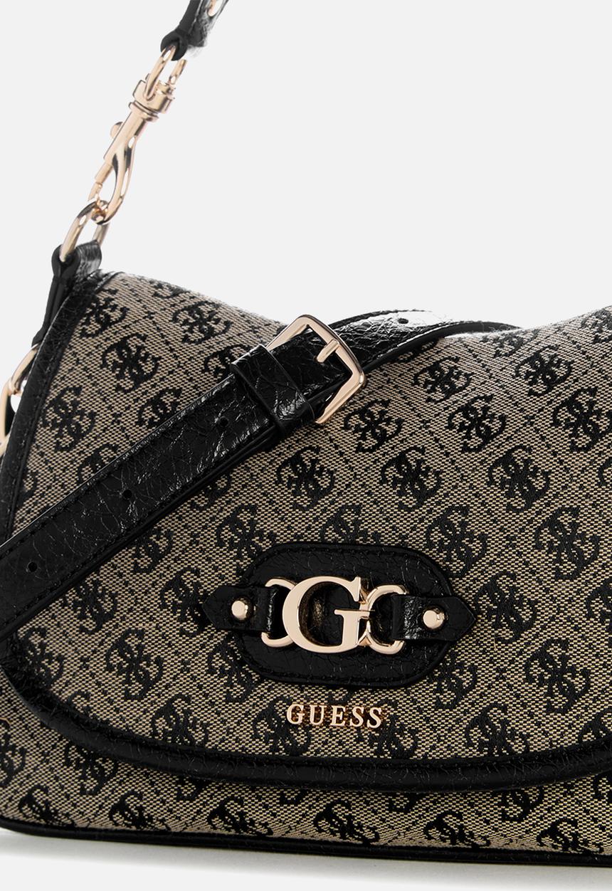 GUESS - Samantha Flap Shoulder Bag -Black Logo