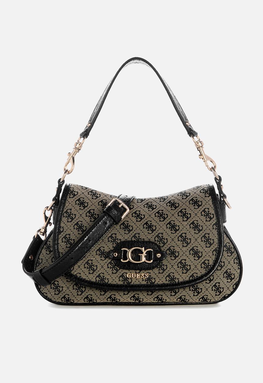 GUESS - Samantha Flap Shoulder Bag -Black Logo