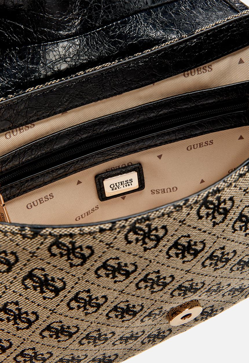GUESS - Samantha Flap Shoulder Bag -Black Logo