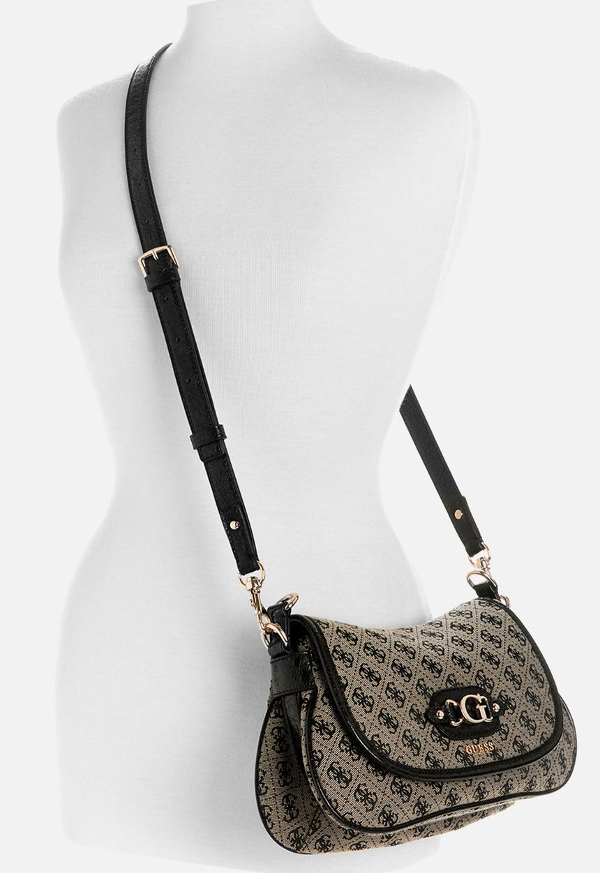 GUESS - Samantha Flap Shoulder Bag -Black Logo