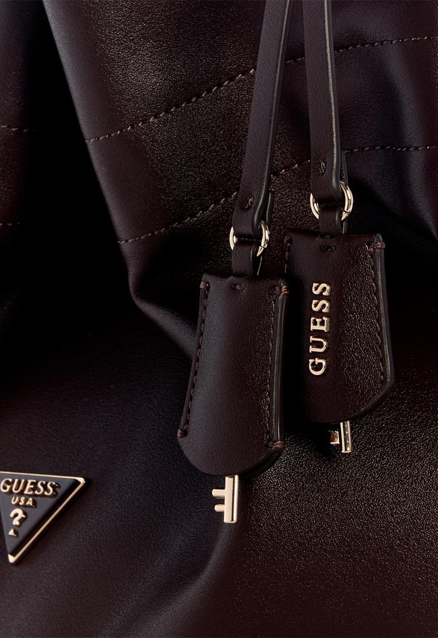 GUESS - Karima Drawstring Tote -Brown