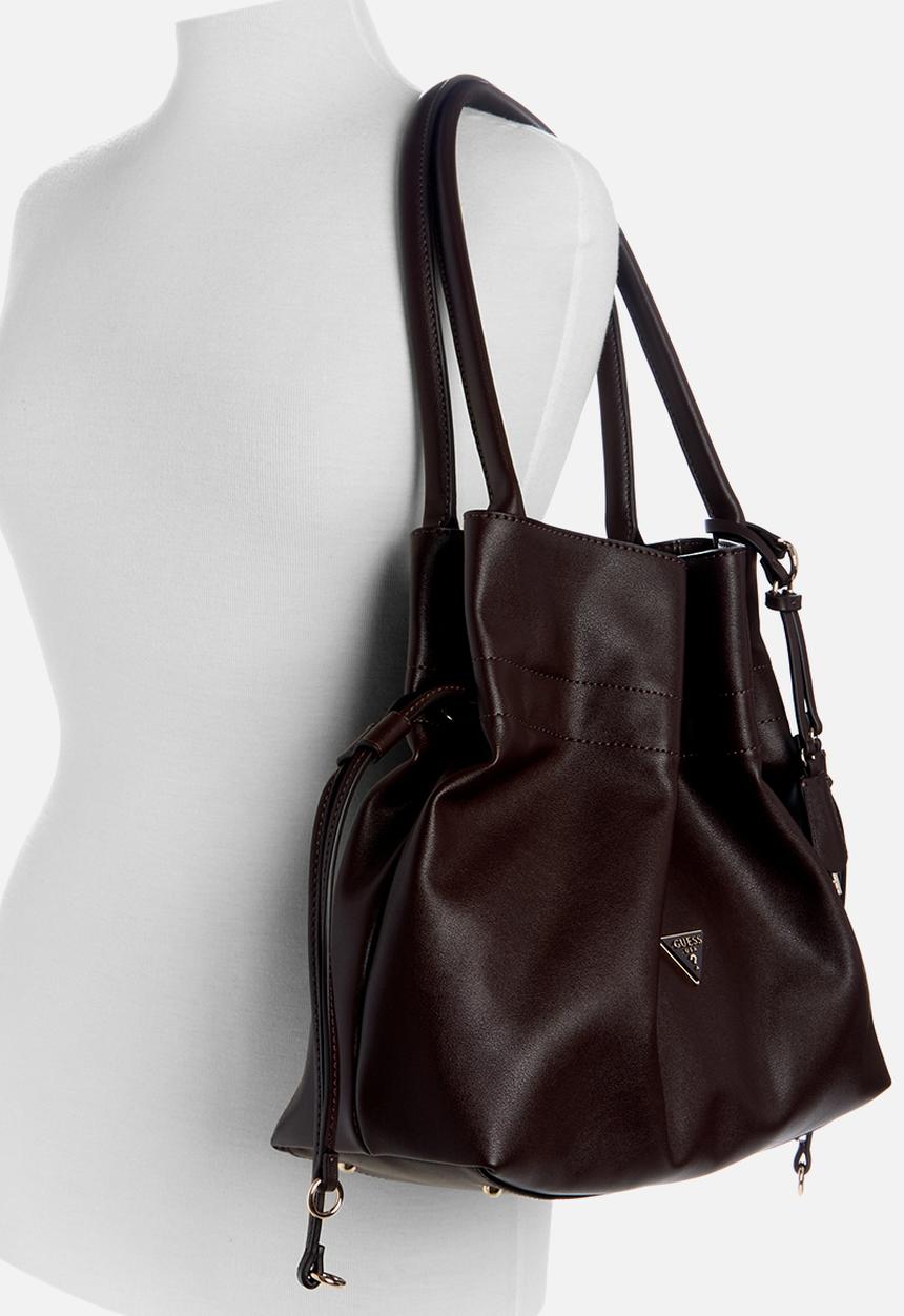 GUESS - Karima Drawstring Tote -Brown