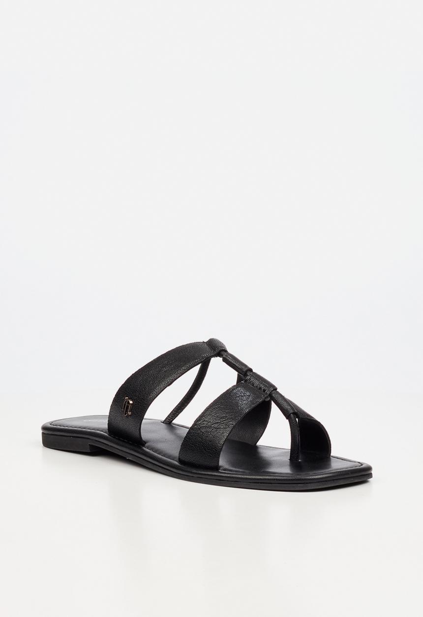 Nicci Tyler - Amalfi 1 Leather Slide Sandal - Black