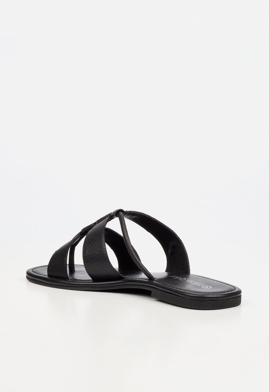 Nicci Tyler - Amalfi 1 Leather Slide Sandal - Black