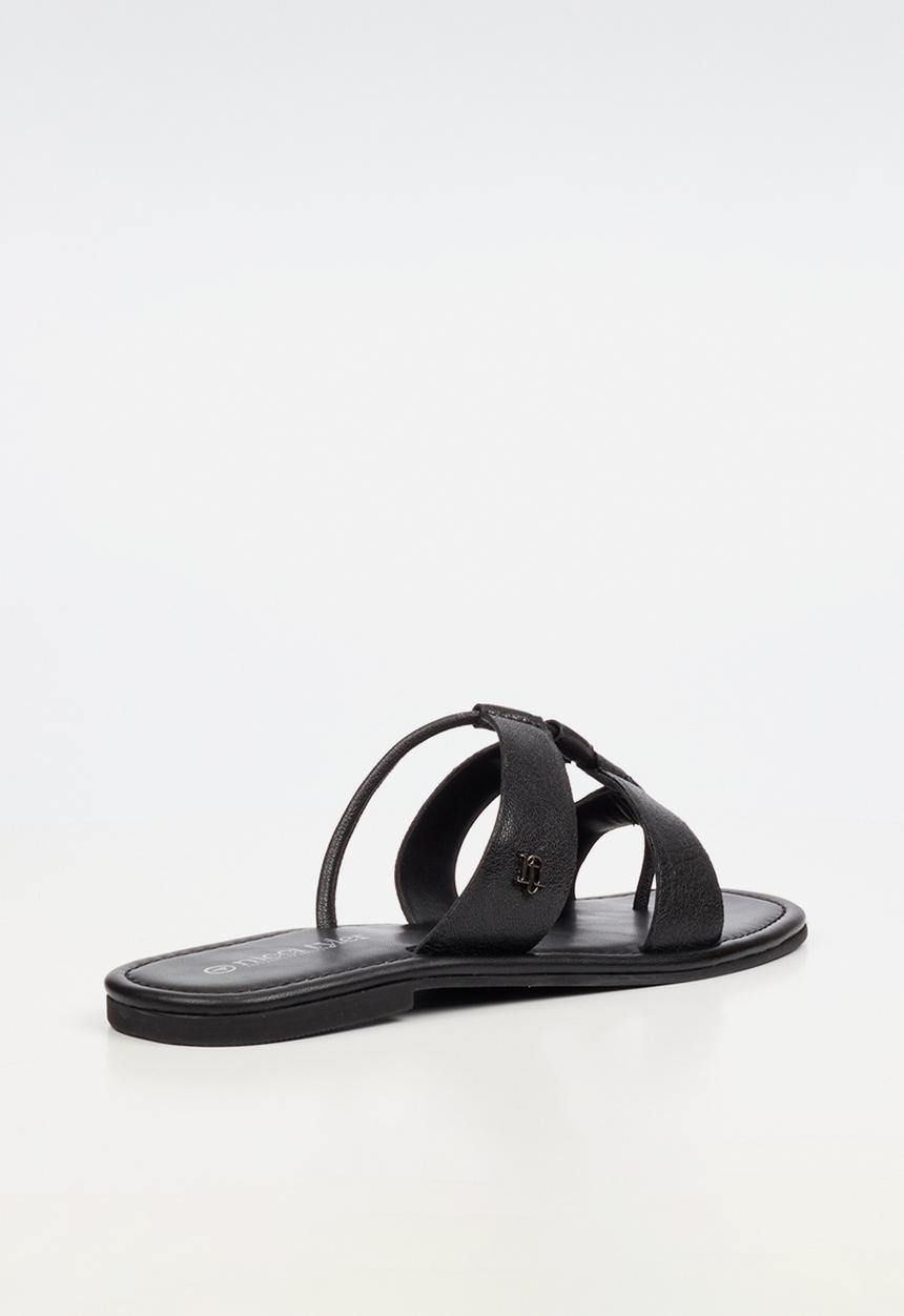 Nicci Tyler - Amalfi 1 Leather Slide Sandal - Black