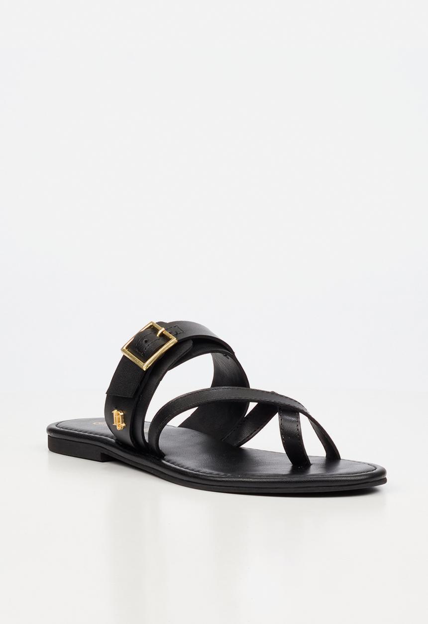 Nicci Tyler - Ariana 1 Leather Toe Post Sandal - Black