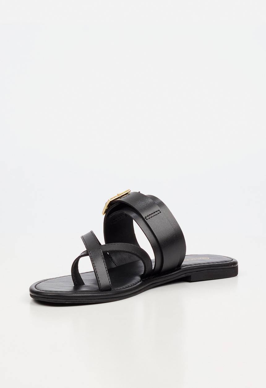 Nicci Tyler - Ariana 1 Leather Toe Post Sandal - Black