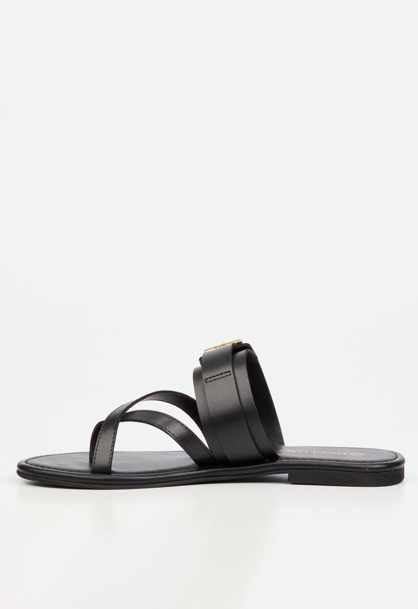 Nicci Tyler - Ariana 1 Leather Toe Post Sandal - Black