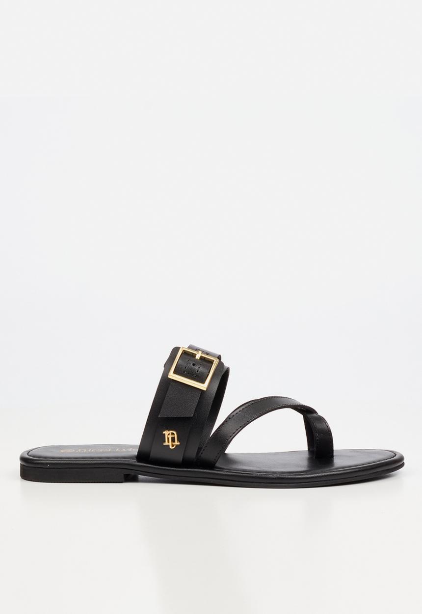 Nicci Tyler - Ariana 1 Leather Toe Post Sandal - Black
