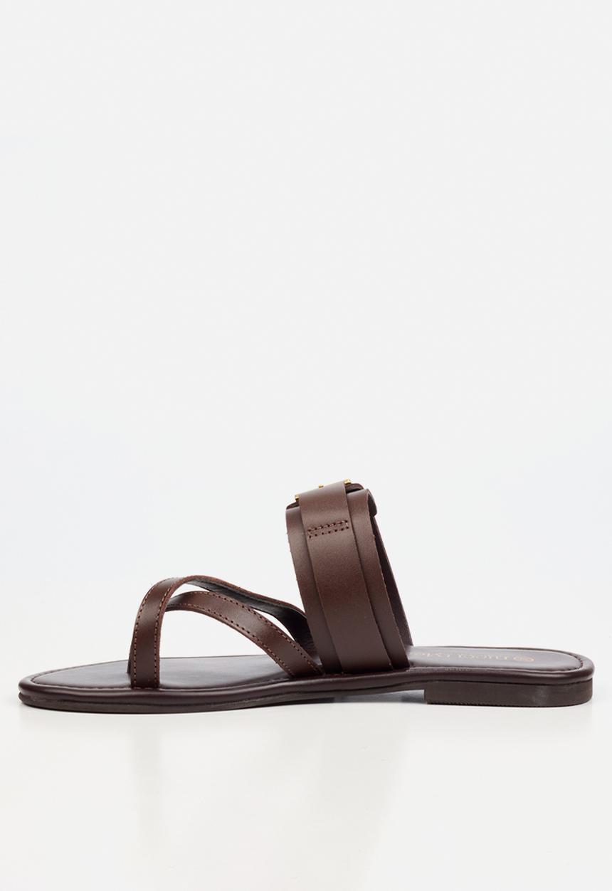 Nicci Tyler - Ariana 1 Leather Toe Post Sandal - Chocolate
