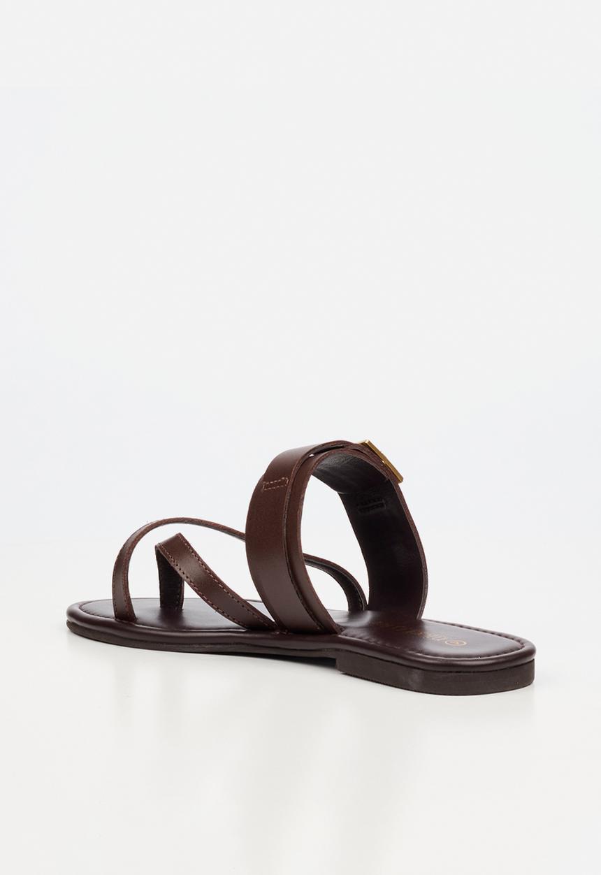 Nicci Tyler - Ariana 1 Leather Toe Post Sandal - Chocolate