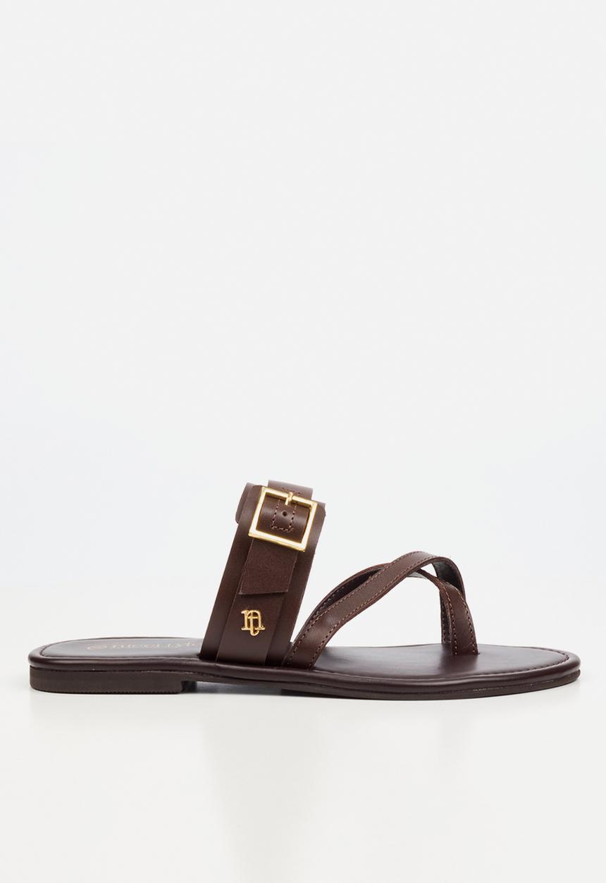 Nicci Tyler - Ariana 1 Leather Toe Post Sandal - Chocolate