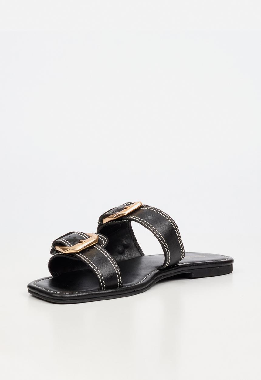Nicci Tyler - Toledo 1 Leather Slide Sandal - Black