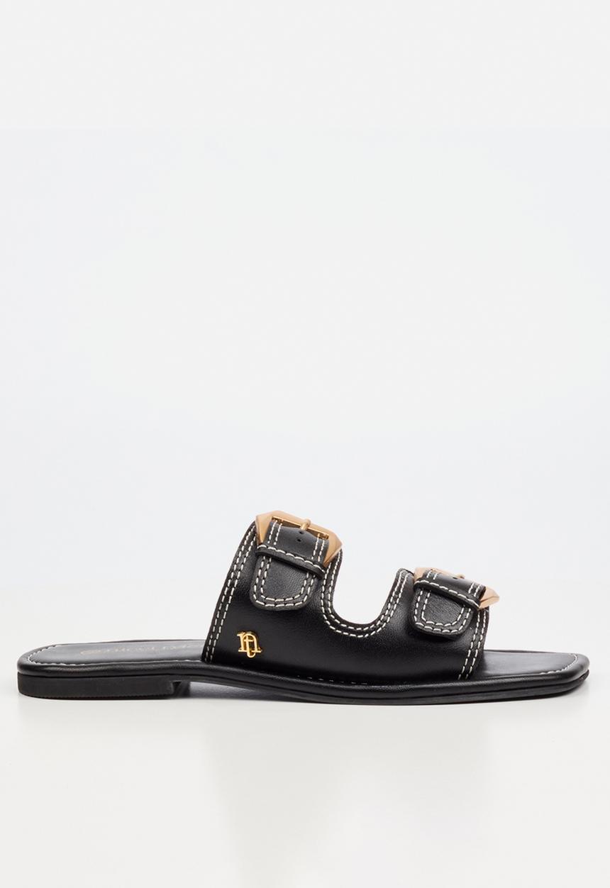 Nicci Tyler - Toledo 1 Leather Slide Sandal - Black